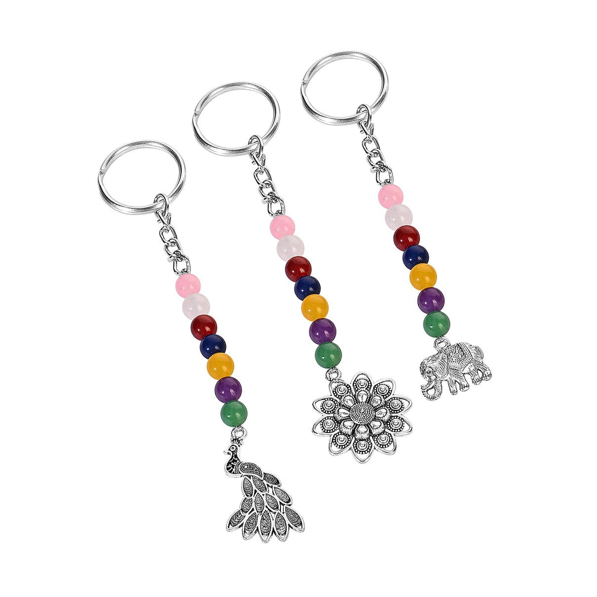 LIVMORE Set of 5 Gemstone Seven Chakra Key Chains with Charms 8224570 5