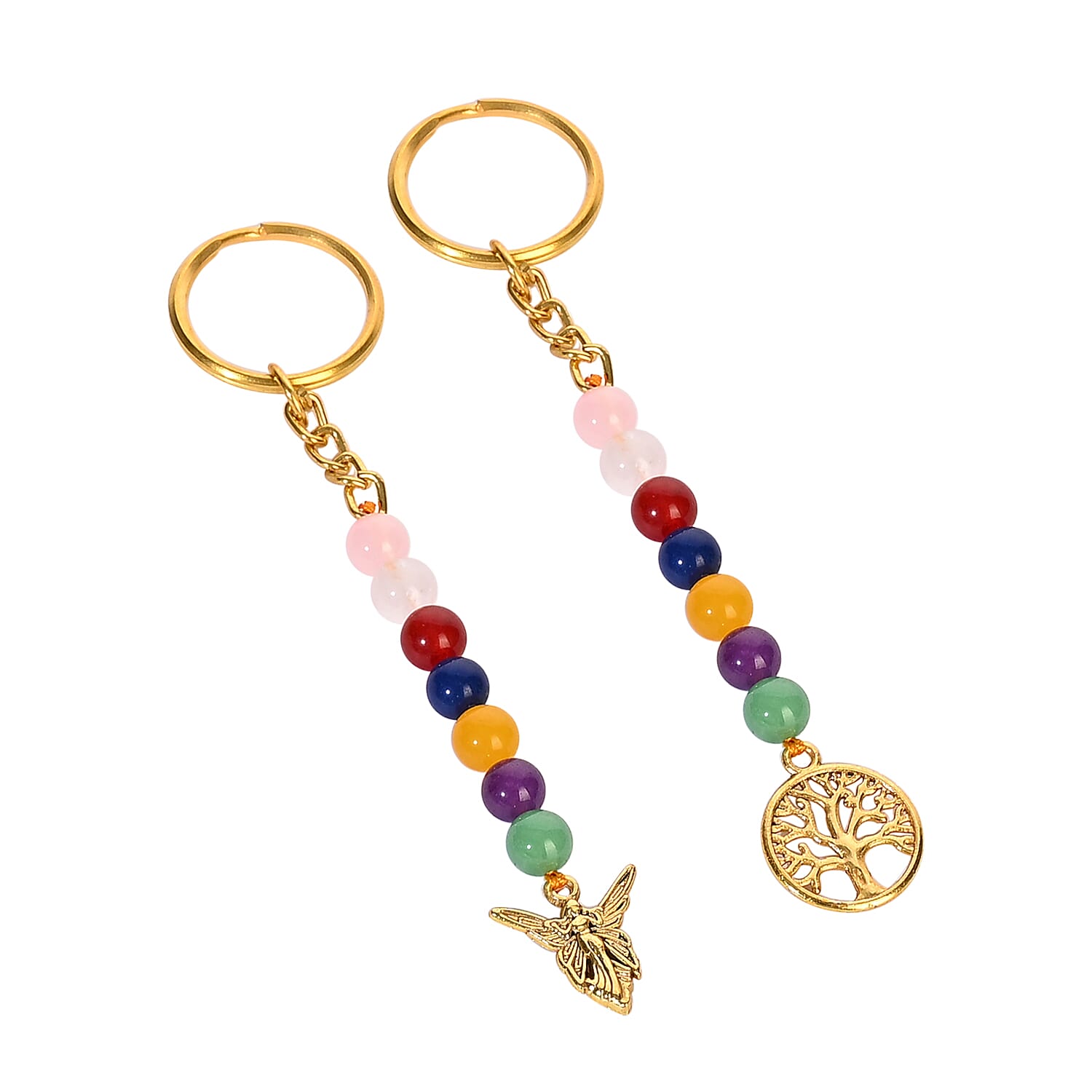 LIVMORE Set of 5 Gemstone Seven Chakra Key Chains with Charms 8224570 6