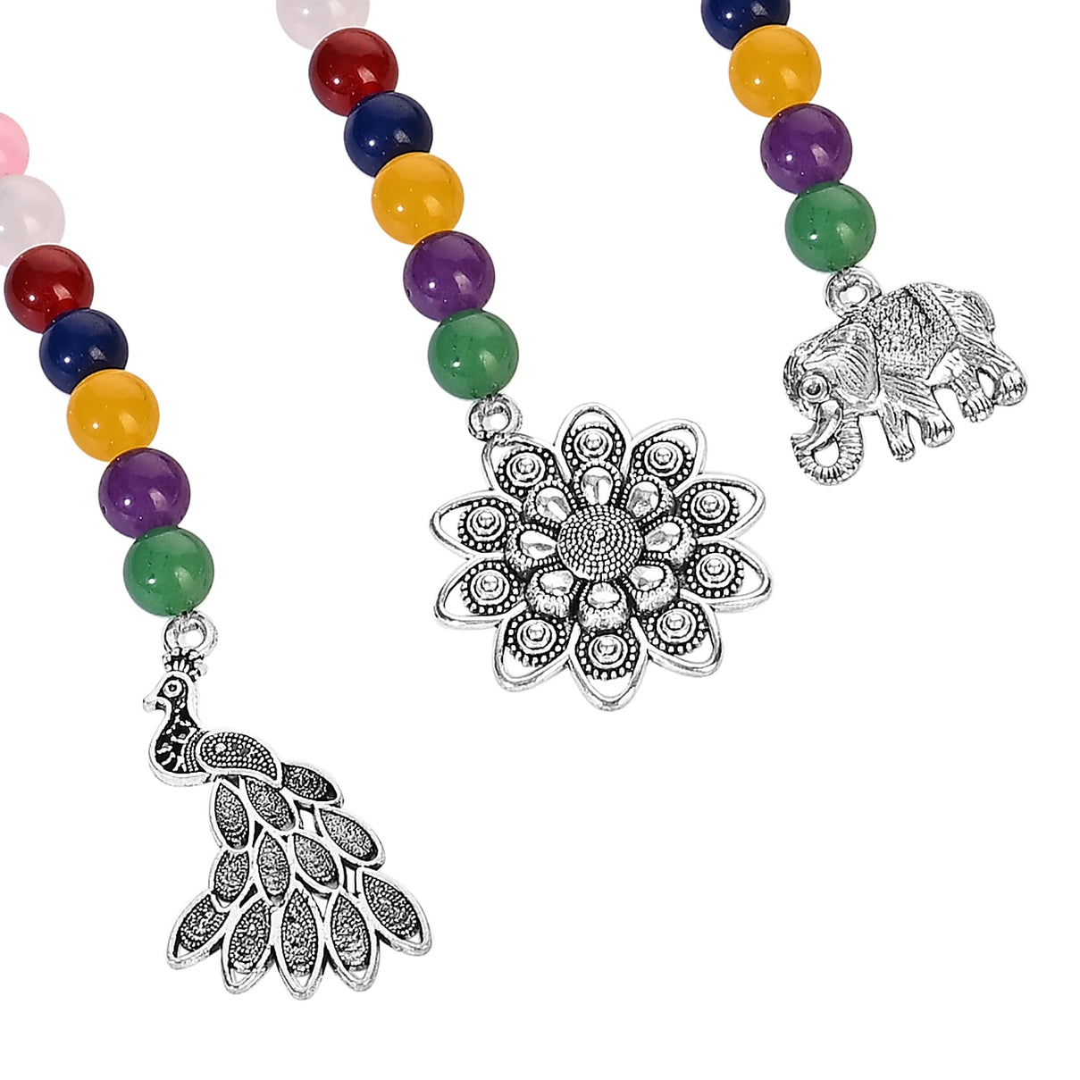 LIVMORE Set of 5 Gemstone Seven Chakra Key Chains with Charms 8224570 7