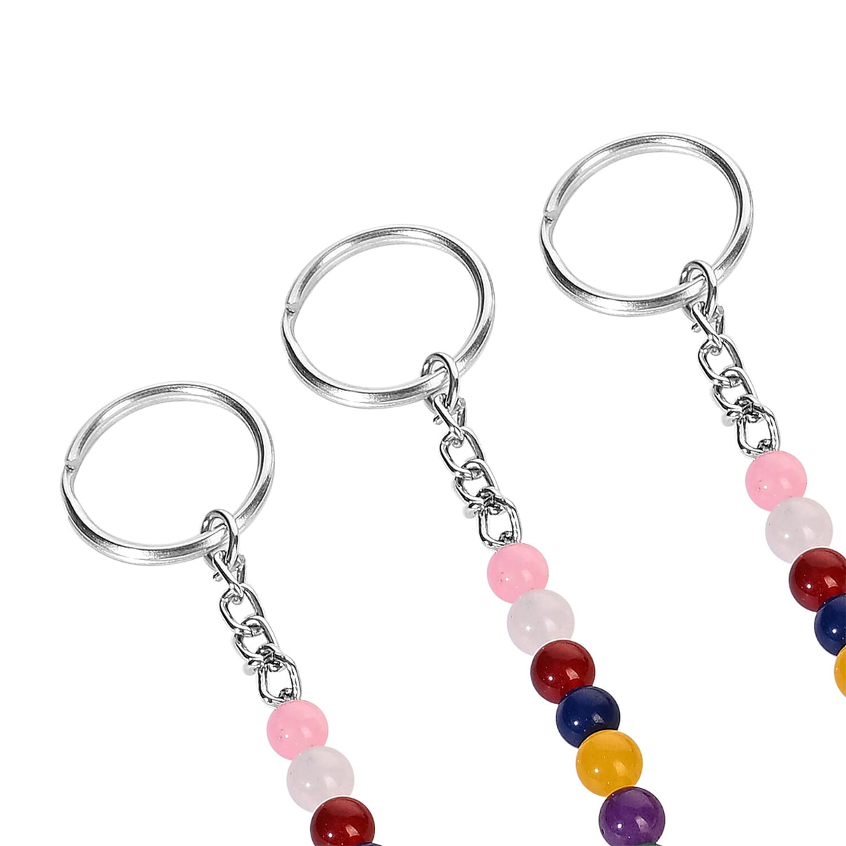 LIVMORE Set of 5 Gemstone Seven Chakra Key Chains with Charms 8224570 9