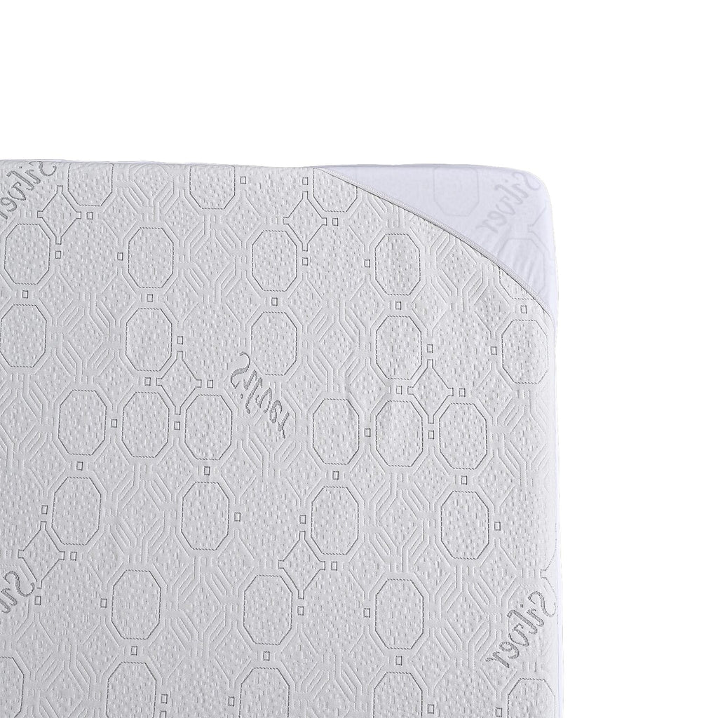 LIVMORE Silver-Infused Jacquard Waterproof Mattress Protector (Double, 190 x 135cm) - White
