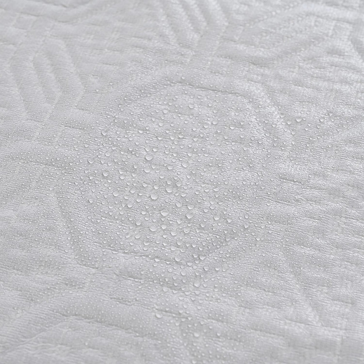 LIVMORE Silver Yarn-Infused Jacquard Waterproof Mattress Protector (Double, 190 x 135cm) - White V32538784 5