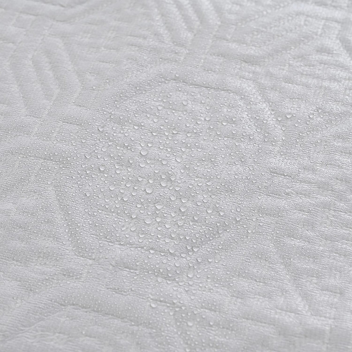 LIVMORE Silver Yarn-Infused Jacquard Waterproof Mattress Protector (Double, 190 x 135cm) - White V32538784 5