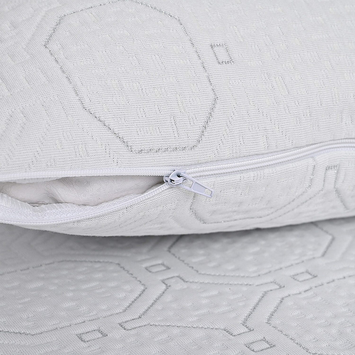 LIVMORE Silver-Infused Jacquard Waterproof Pillow Protector (50 x 75cm) - White 8322493 6