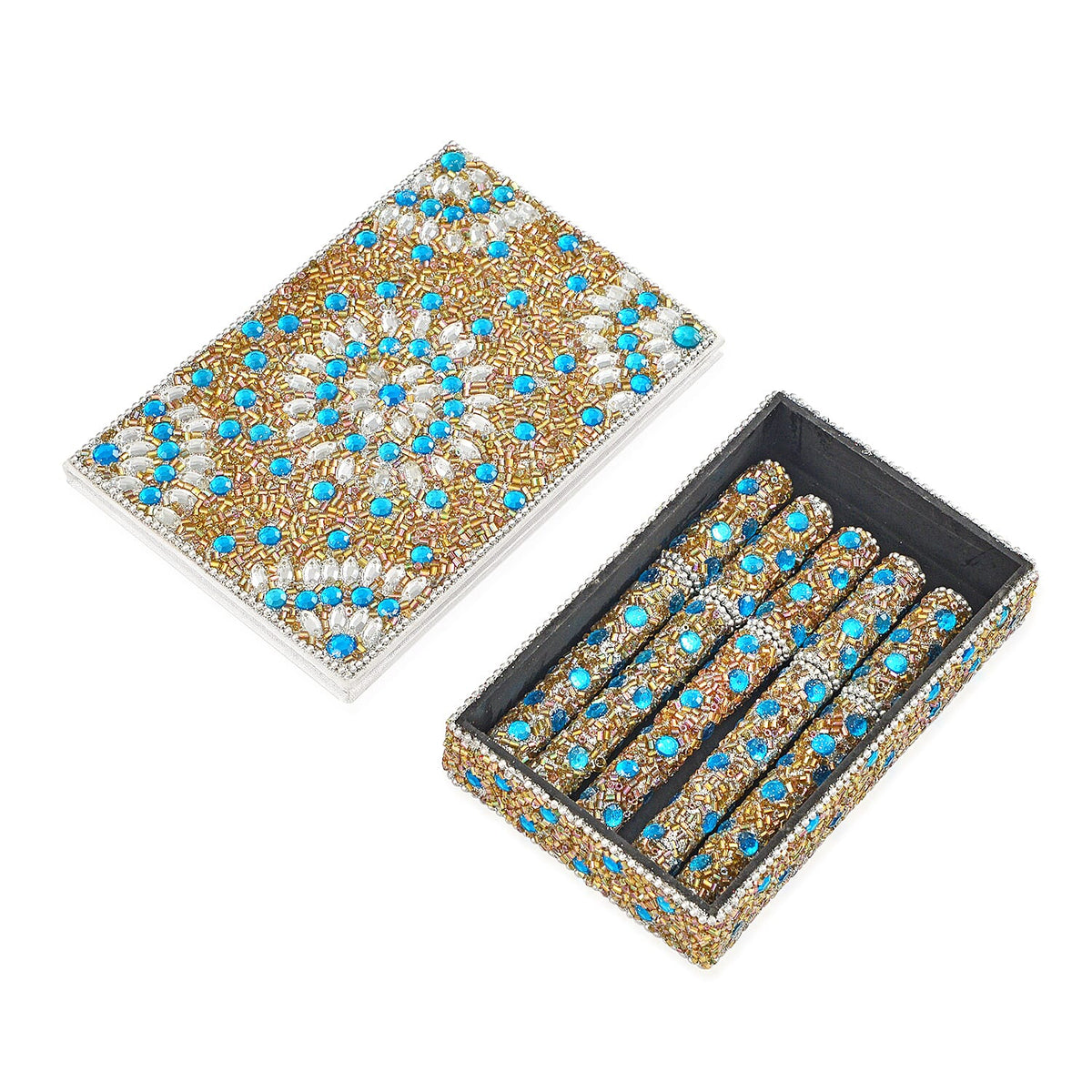LIVMORE Elegant 7-Piece Beaded Stationery Set - 1 Beaded Box, 1 Diary, 5 Beaded Pens 8240813 3