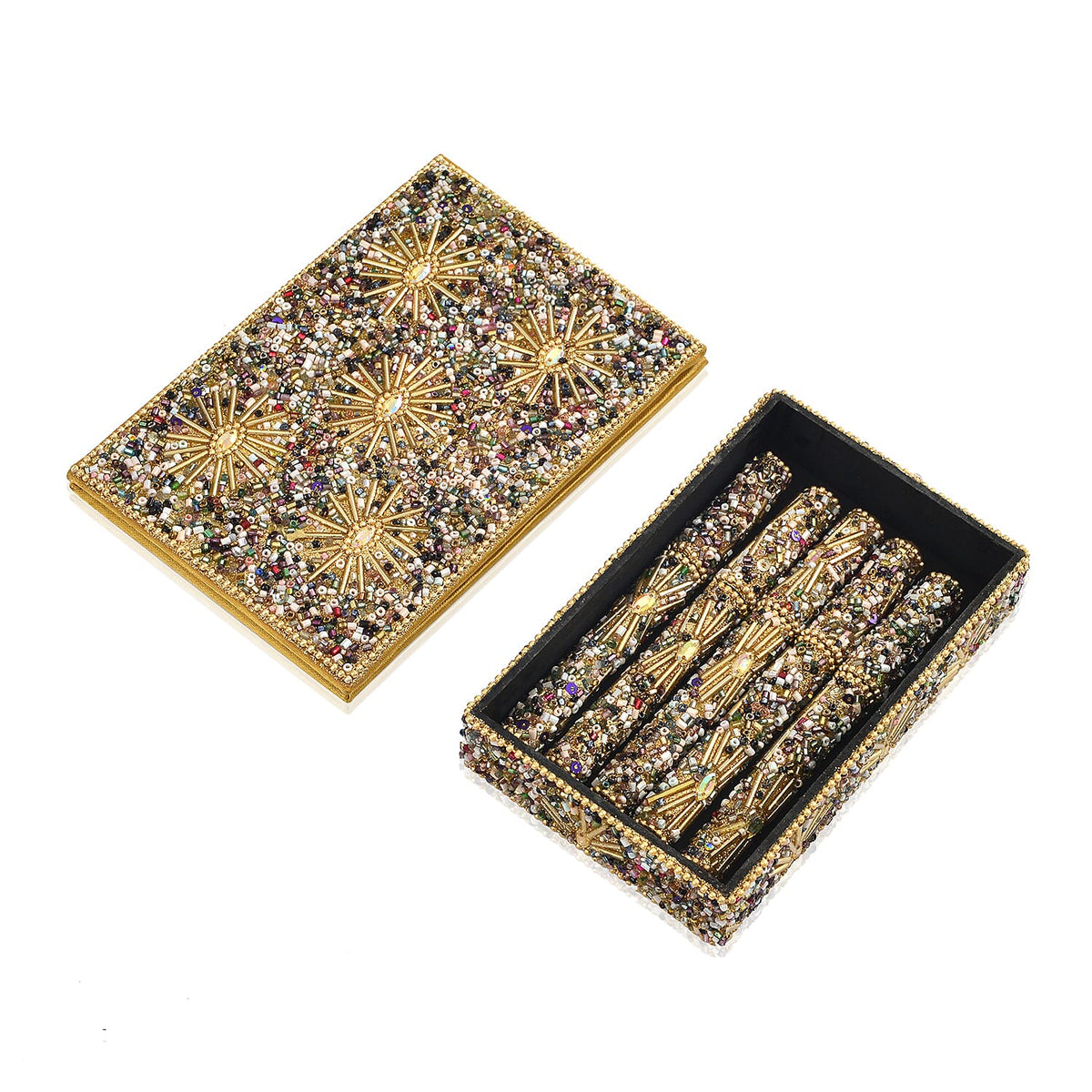 LIVMORE Elegant 7-Piece Beaded Stationery Set - 1 Beaded Box, 1 Diary, 5 Beaded Pens 8240812 3