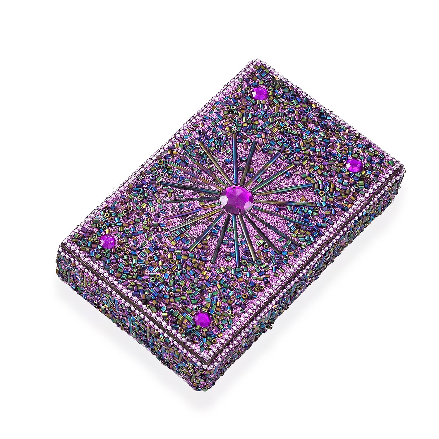 LIVMORE Elegant 7-Piece Beaded Stationery Set - 1 Beaded Box, 1 Diary, 5 Beaded Pens - Purple 8240811 4