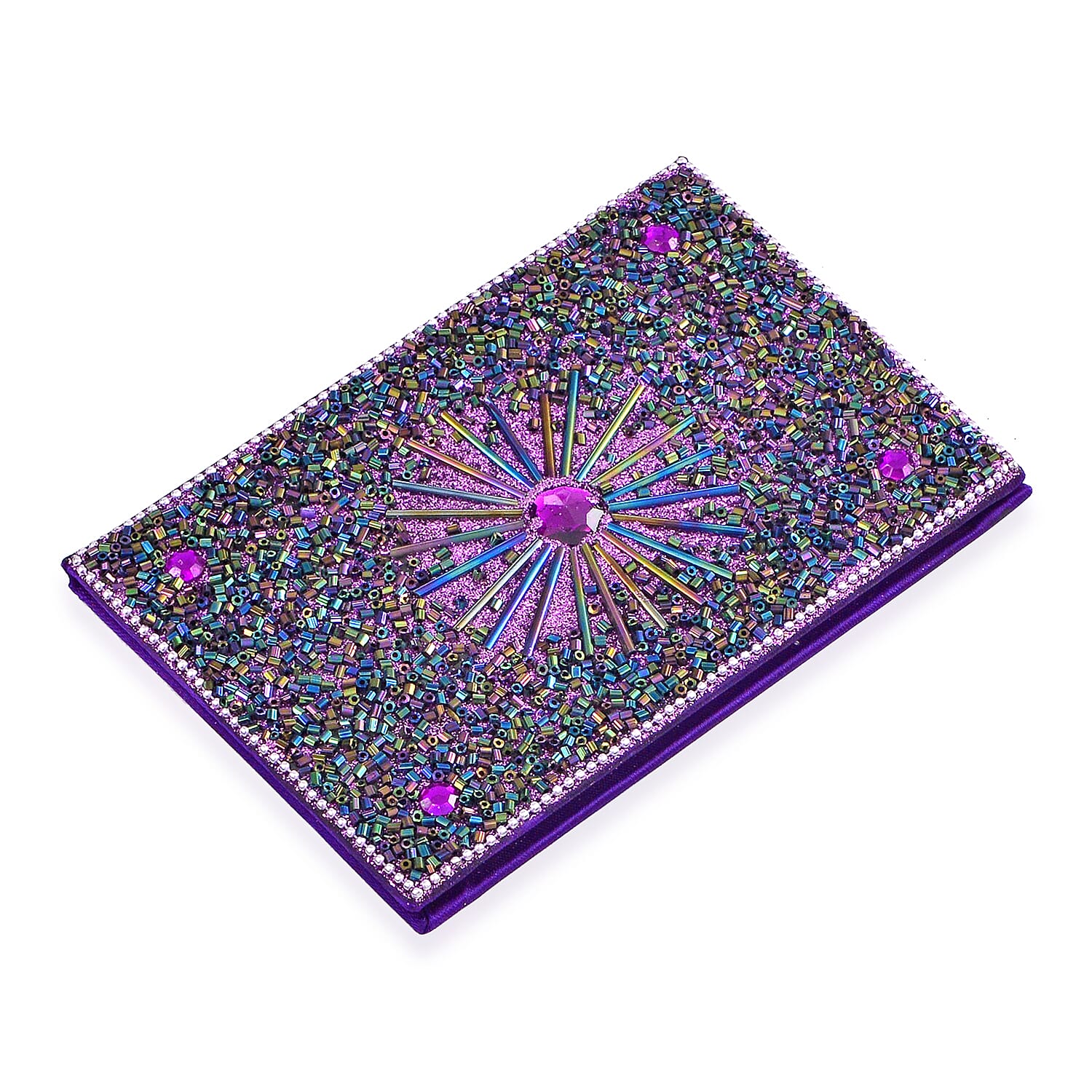 LIVMORE Elegant 7-Piece Beaded Stationery Set - 1 Beaded Box, 1 Diary, 5 Beaded Pens - Purple 8240811 5