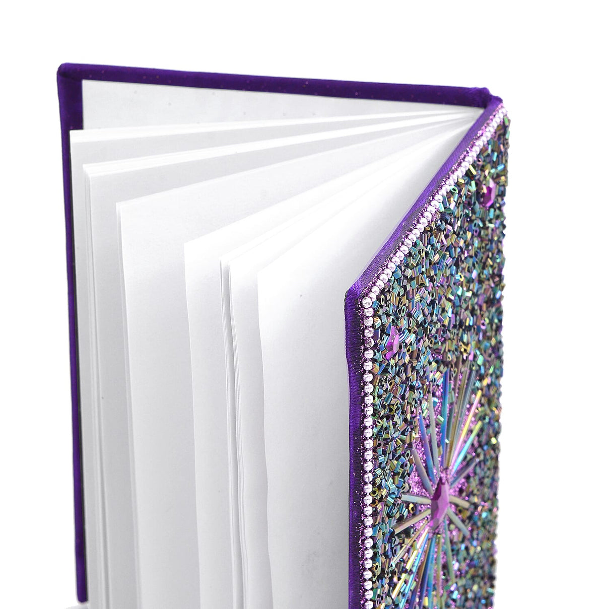 LIVMORE Elegant 7-Piece Beaded Stationery Set - 1 Beaded Box, 1 Diary, 5 Beaded Pens - Purple 8240811 9