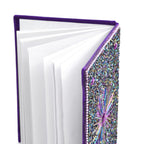 LIVMORE Elegant 7-Piece Beaded Stationery Set - 1 Beaded Box, 1 Diary, 5 Beaded Pens - Purple