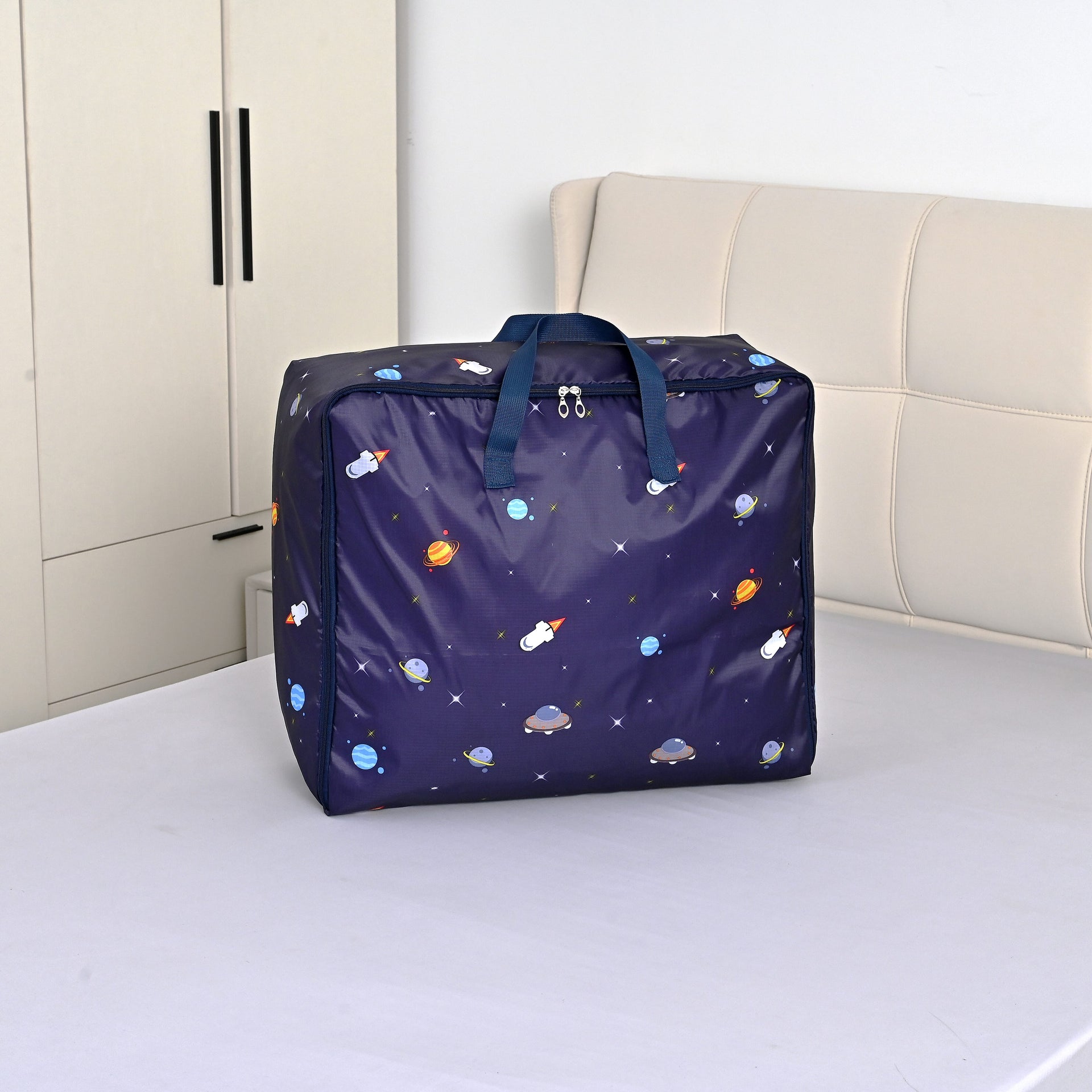 LIVMORE Set of 3 Multi-colour Space Pattern Storage Bags - Blue V32355126 2