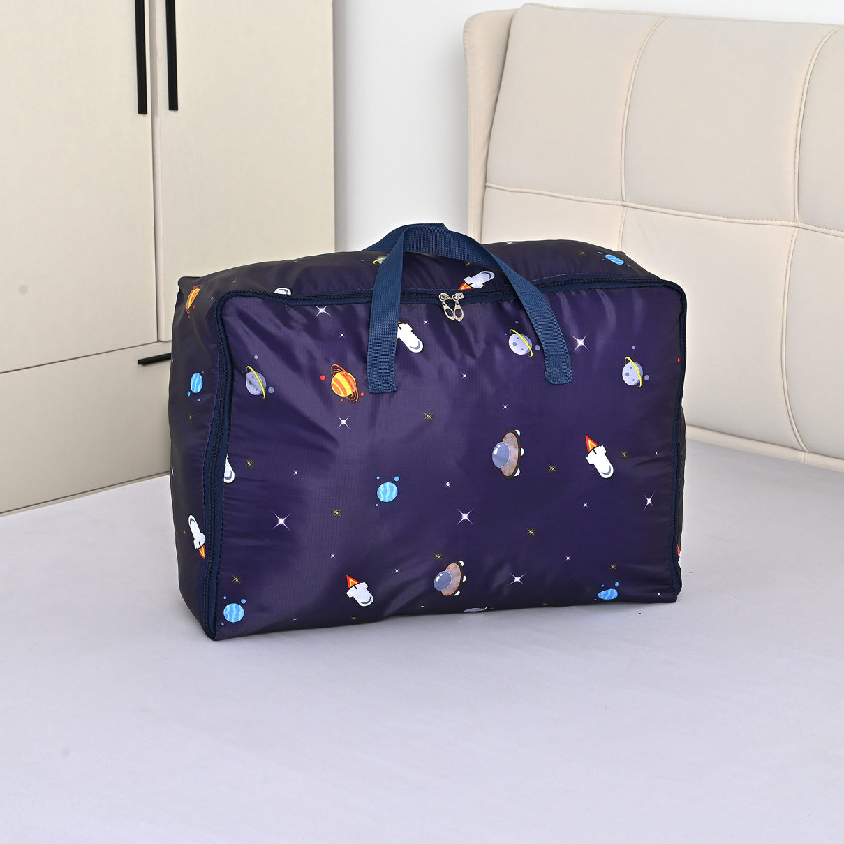 LIVMORE Set of 3 Multi-colour Space Pattern Storage Bags - Blue V32521817 3