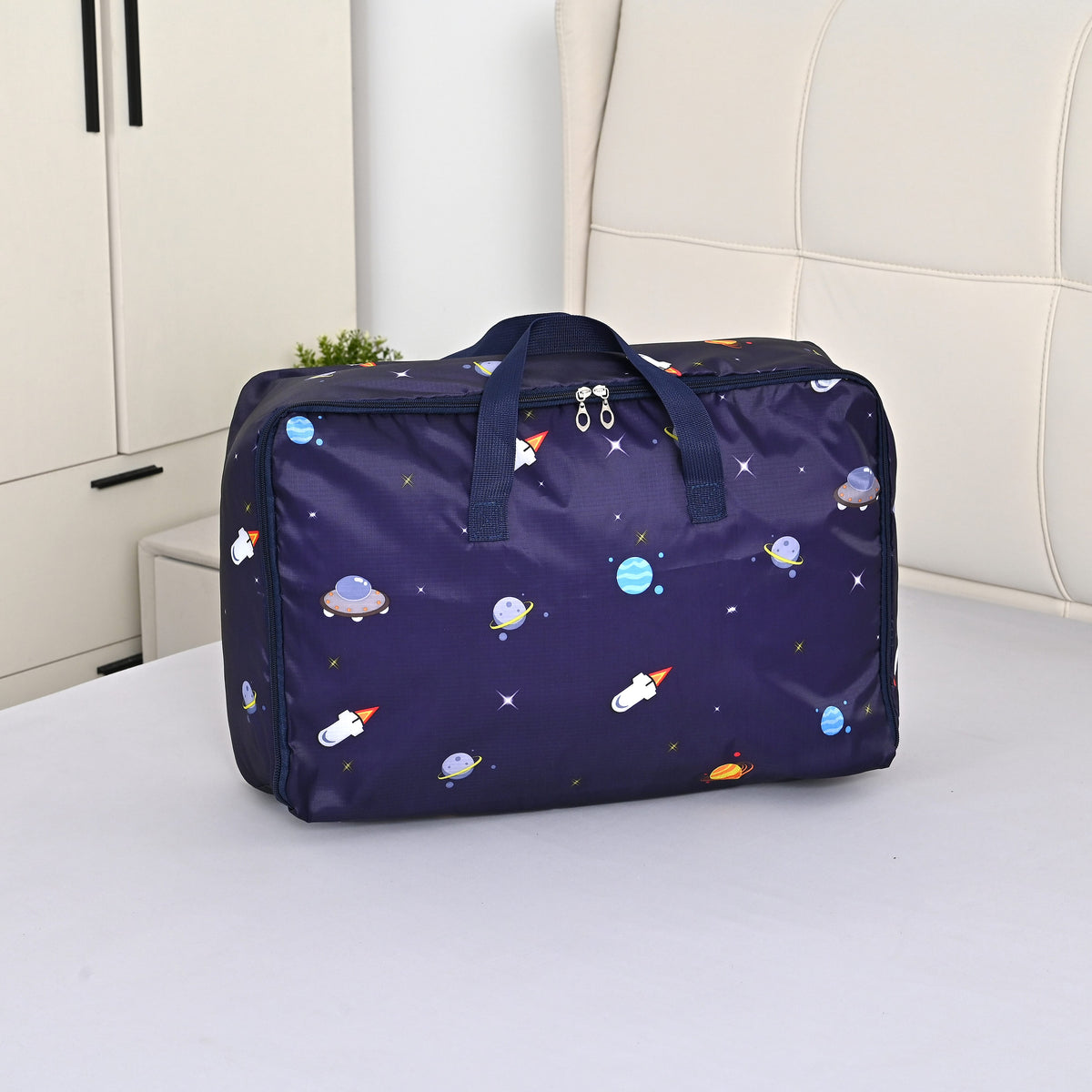 LIVMORE Set of 3 Multi-colour Space Pattern Storage Bags - Blue V32521817 4