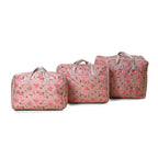LIVMORE Set of 3 Floral Pattern Storage Bags - Rose