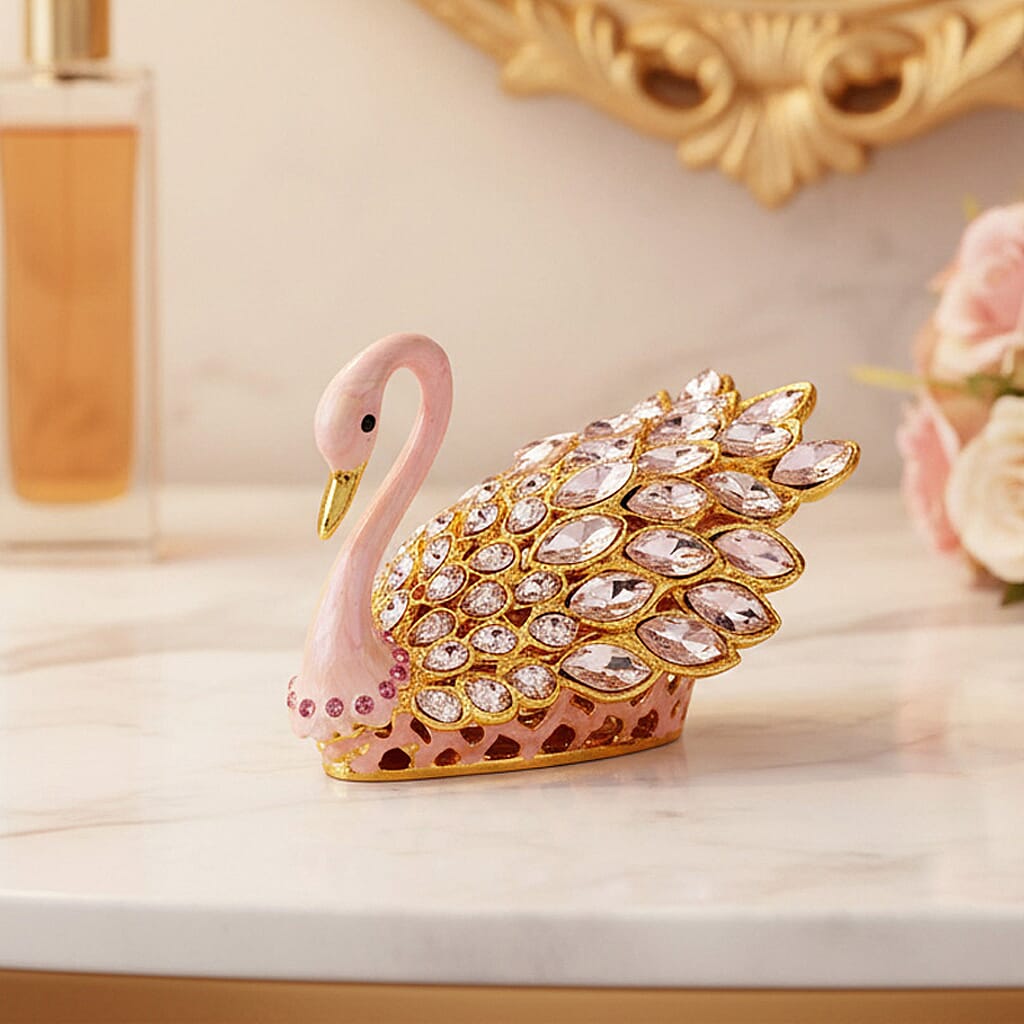 Livmore Swan Crystal Trinket Storage Box - Pink V32668025 2