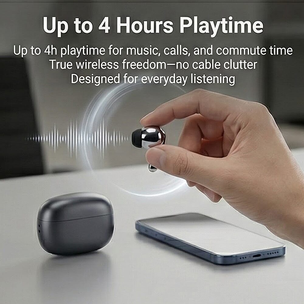 LIVMORE T108 TWS Bluetooth Translation Earphones | 300mAh Case, 4h Playtime - Black &amp; Silver 8243318 3