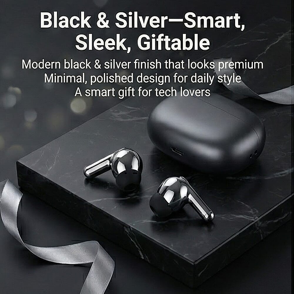 LIVMORE T108 TWS Bluetooth Translation Earphones | 300mAh Case, 4h Playtime - Black &amp; Silver 8243318 5