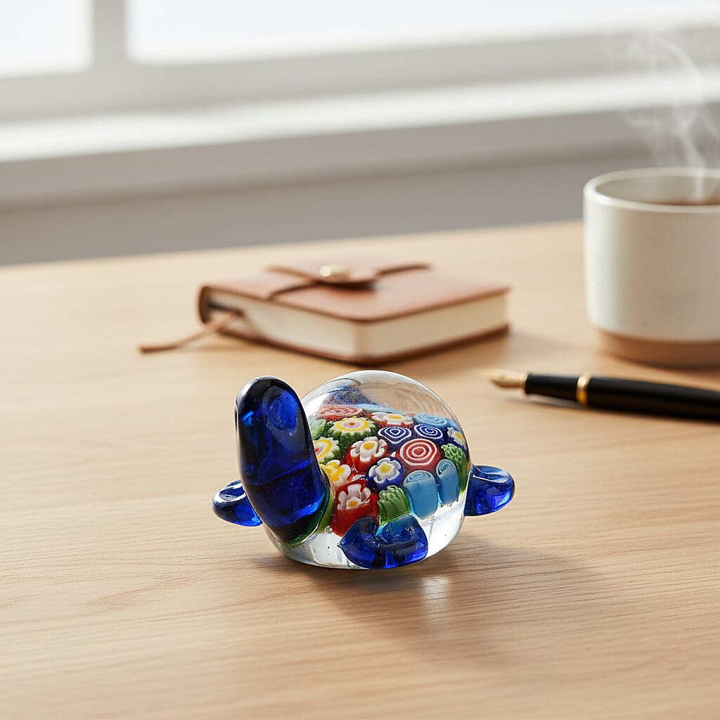 LIVMORE Turtle Glass Ornament for Home DÃ©cor - Multicolour 8242820 2