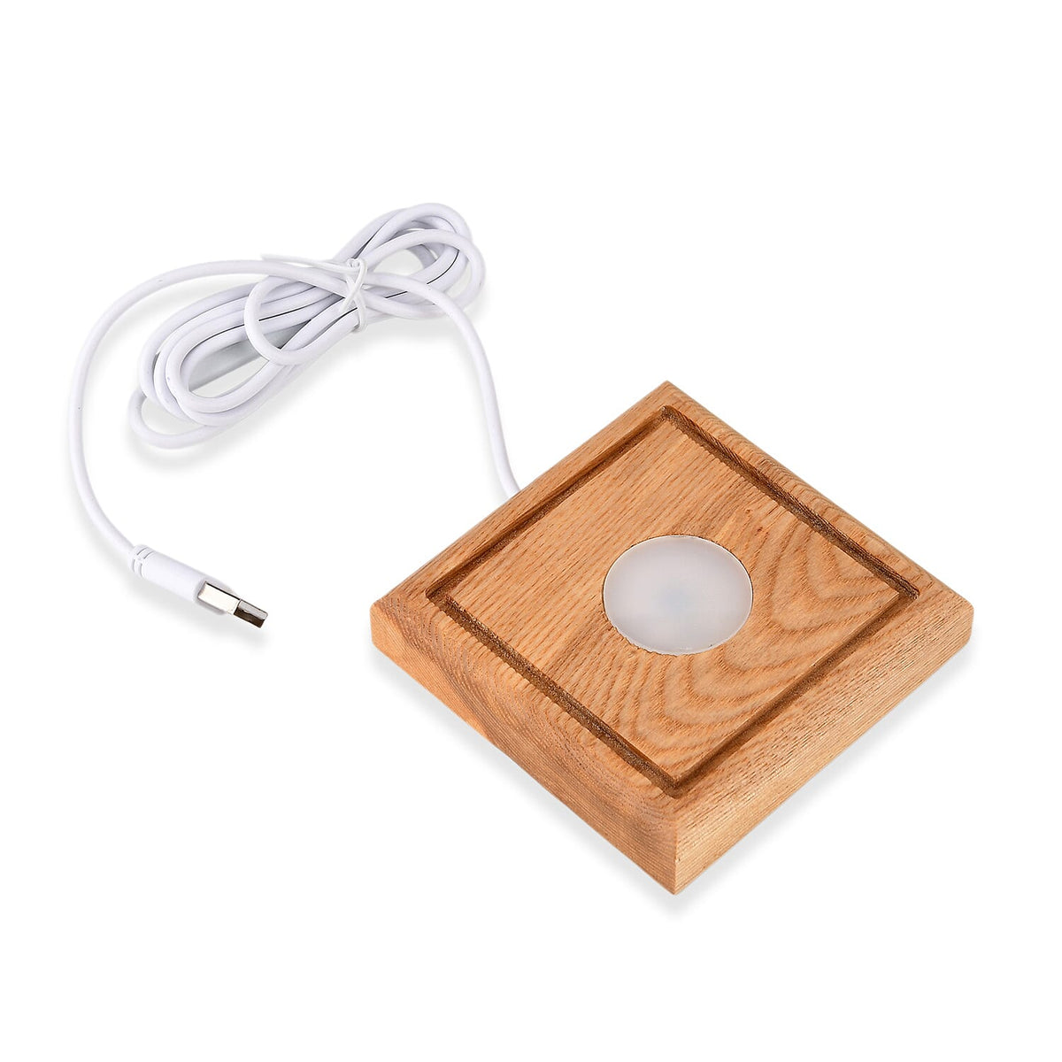 Livmore Cute Dog Cosmic Stained Painted LED Table Lamp with Ash Wood Base - USB Powered Night Light (17.5cm) 8432599 5