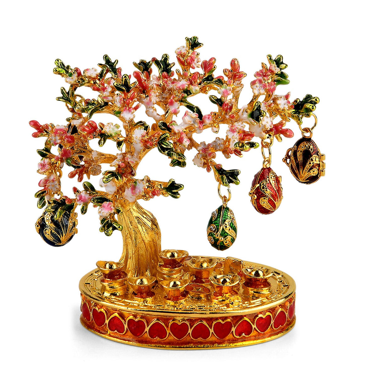 Livmore Feng Shui Activating Prosperity Tree Trinket Box with Flowers &amp; Hanging Easter Egg - Pink V32580241 0