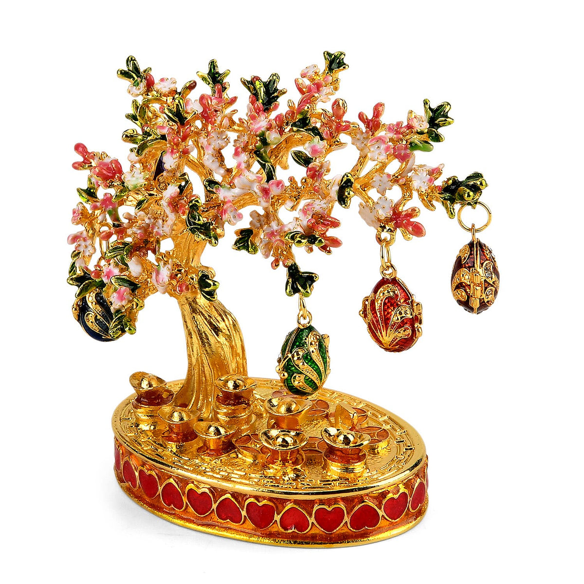 Livmore Feng Shui Activating Prosperity Tree Trinket Box with Flowers &amp; Hanging Easter Egg - Pink V32580241 4