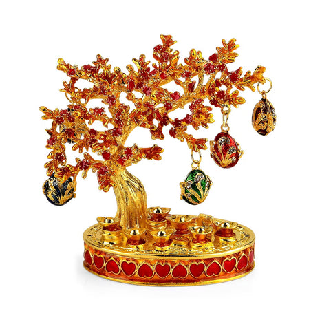 Livmore Feng Shui Activating Prosperity Tree Trinket Box with Flowers &amp; Hanging Easter Egg - Red 8412022 1