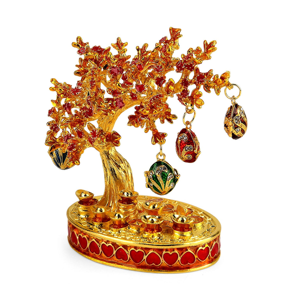 Livmore Feng Shui Activating Prosperity Tree Trinket Box with Flowers &amp; Hanging Easter Egg - Red V32666508 4