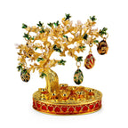 Livmore Feng Shui Activating Prosperity Tree Trinket Box with Flowers & Hanging Easter Egg - White & Yellow