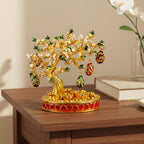 Livmore Feng Shui Activating Prosperity Tree Trinket Box with Flowers & Hanging Easter Egg - White & Yellow