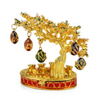 Livmore Feng Shui Activating Prosperity Tree Trinket Box with Flowers & Hanging Easter Egg - White & Yellow