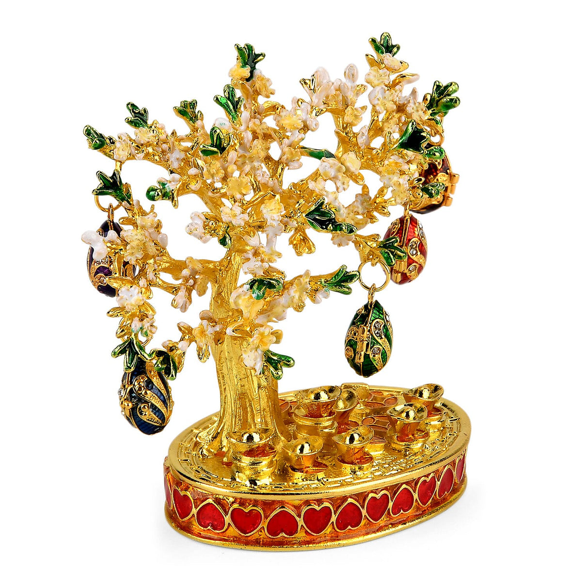 Livmore Feng Shui Activating Prosperity Tree Trinket Box with Flowers &amp; Hanging Easter Egg - White &amp; Yellow V32537883 6