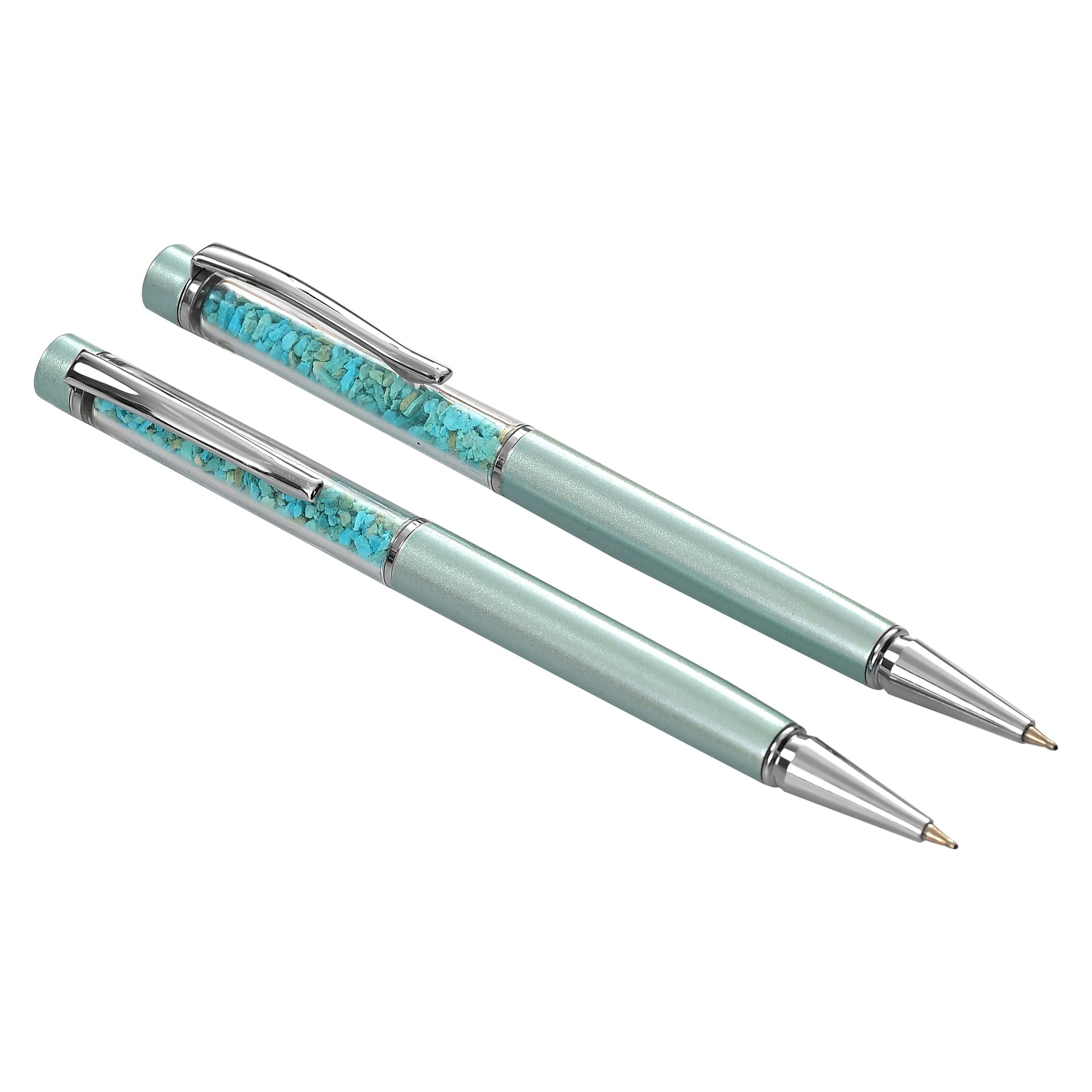 LIVMORE Turquoise Gemstone Pen Set with 2 Keychains and 2 Refills - Green 8242174 7