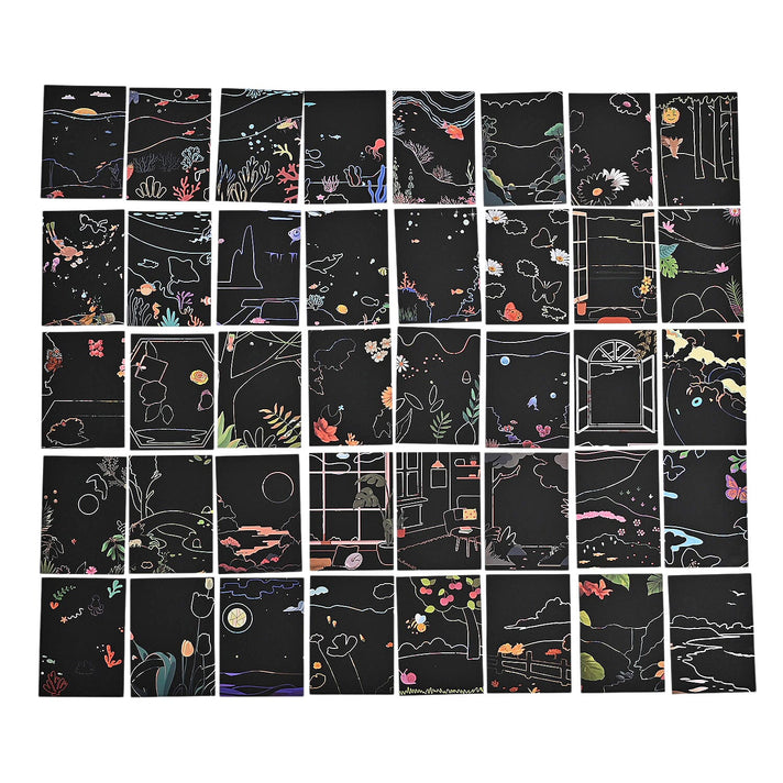 LIVMORE 40-Sheet Rainbow Scratch Art Set with 4 Wooden Stylus Sticks - Multicolour 8249881 1