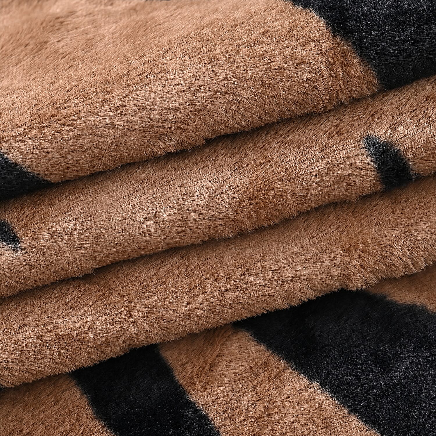 LIVMORE Zebra Print Faux Fur Cosy Blanket (200x150 cm) - Brown &amp; Black, 560 GSM 8188331 4