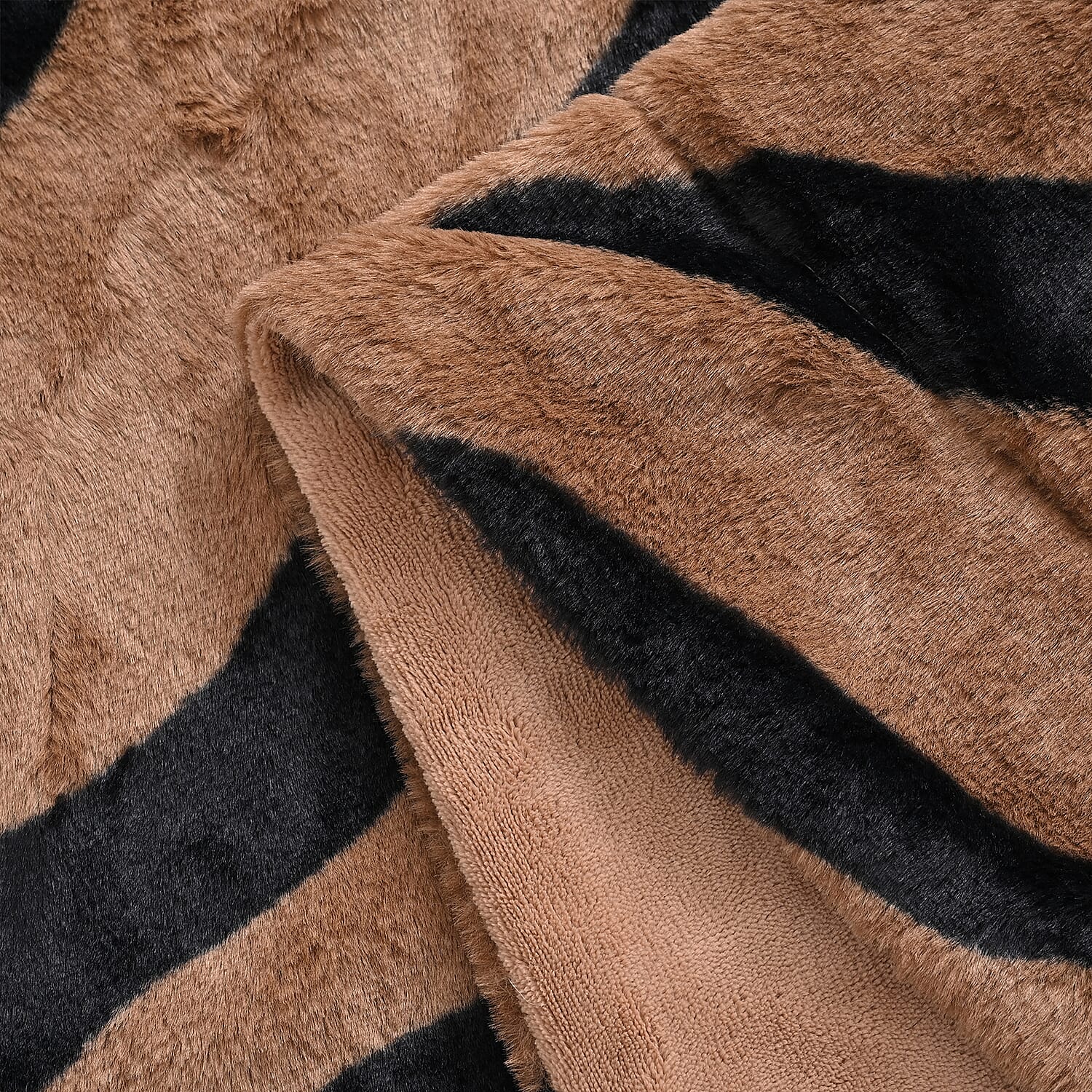 LIVMORE Zebra Print Faux Fur Cosy Blanket (200x150 cm) - Brown &amp; Black, 560 GSM 8188331 5