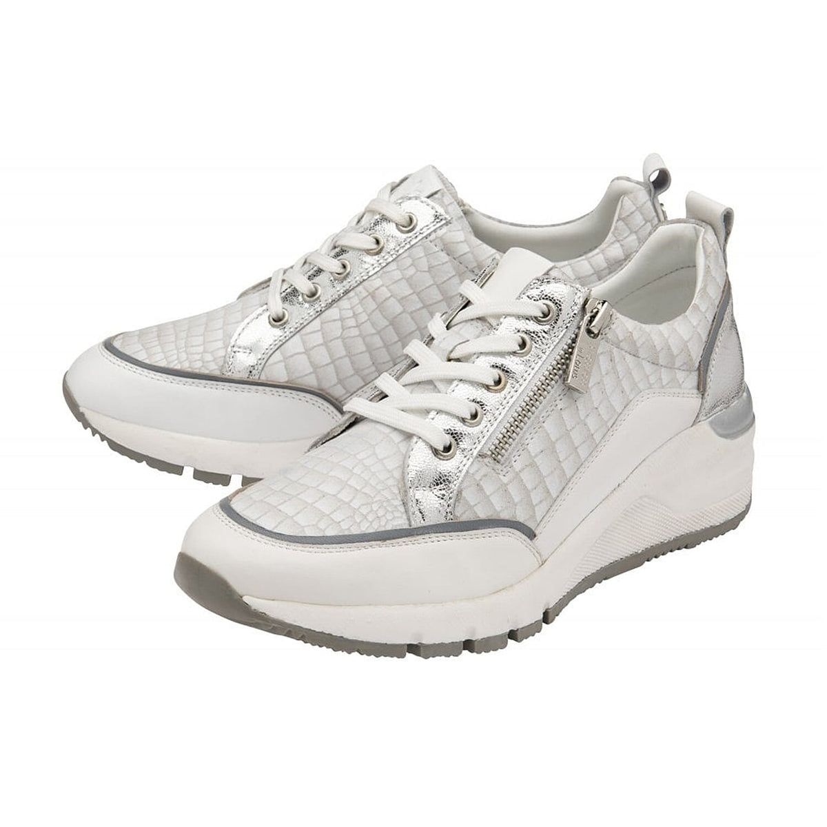 LOTUS Croc-Print Leather Sanford Casual Trainers - White 7733797 0
