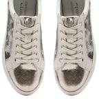 Lotus Siama White Floral Leather Lace-Up Trainers (Size 8)