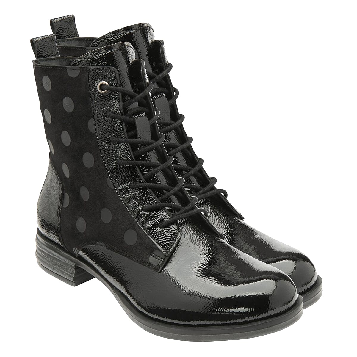 LOTUS Hawaii Ladies Leather Ankle Boots - BlackPatent 7666110 0
