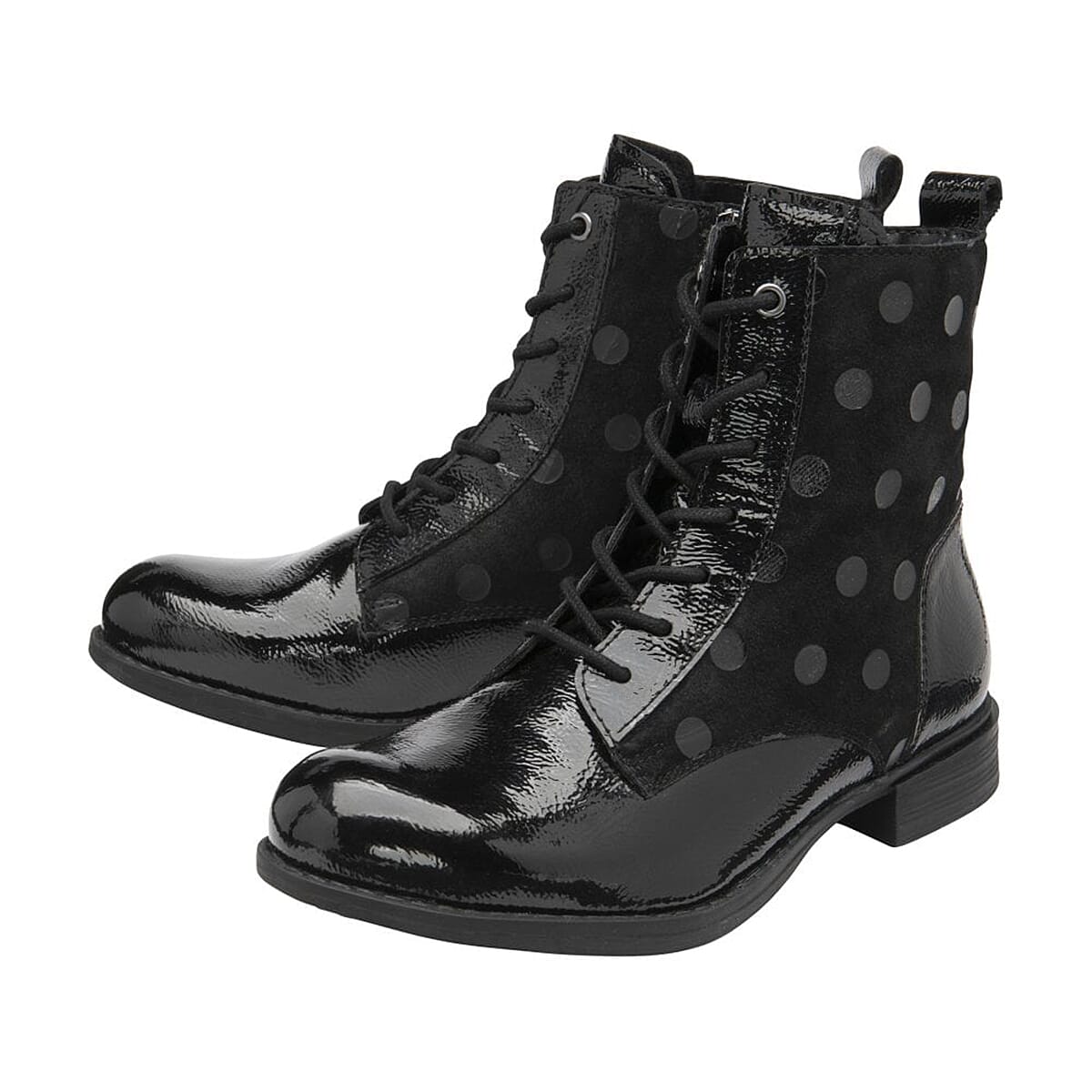 LOTUS Hawaii Ladies Leather Ankle Boots - BlackPatent 7666110 1