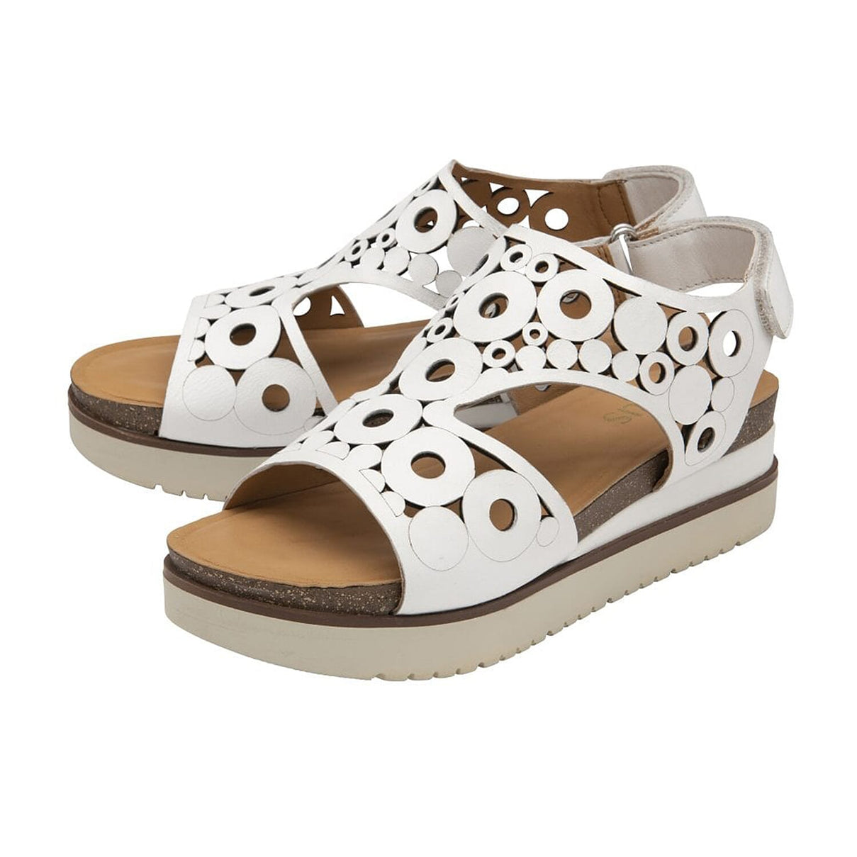 LOTUS Leather Melbourne Open-Toe Flatform Sandals - White 7733782 0