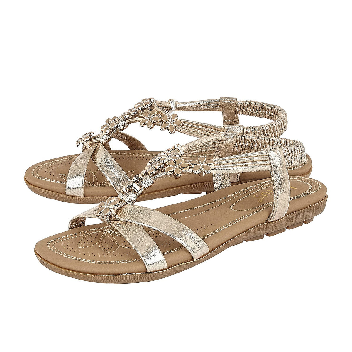 LOTUS Lucine Open-Toe Women's Flat Sandals - Gold 6262393 0