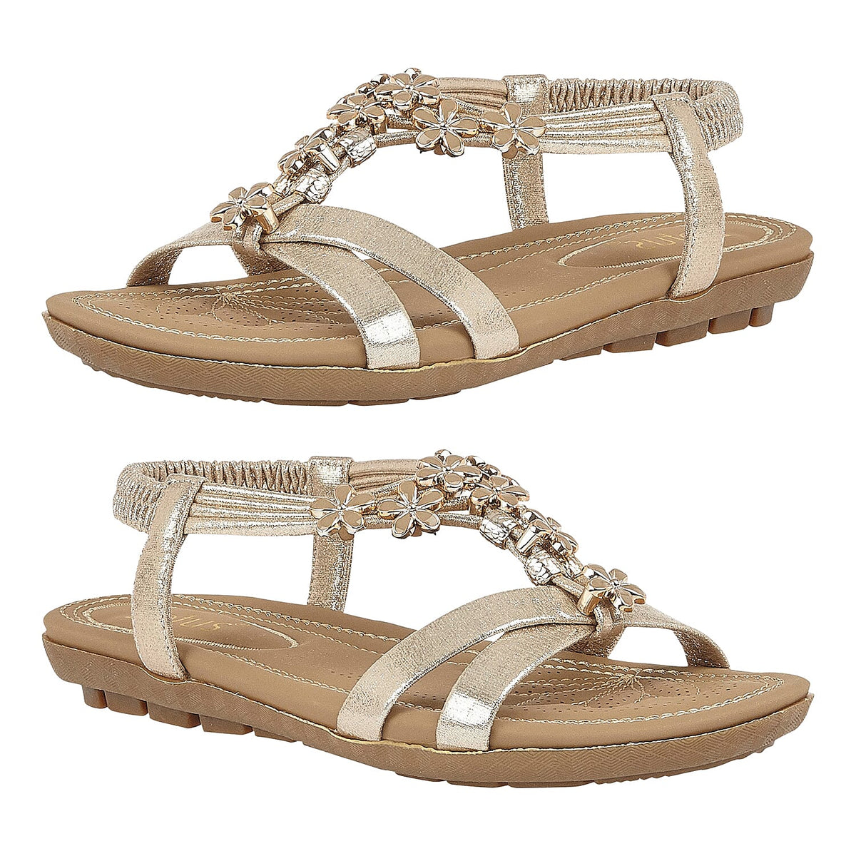 LOTUS Lucine Open-Toe Women's Flat Sandals - Gold 6262393 1
