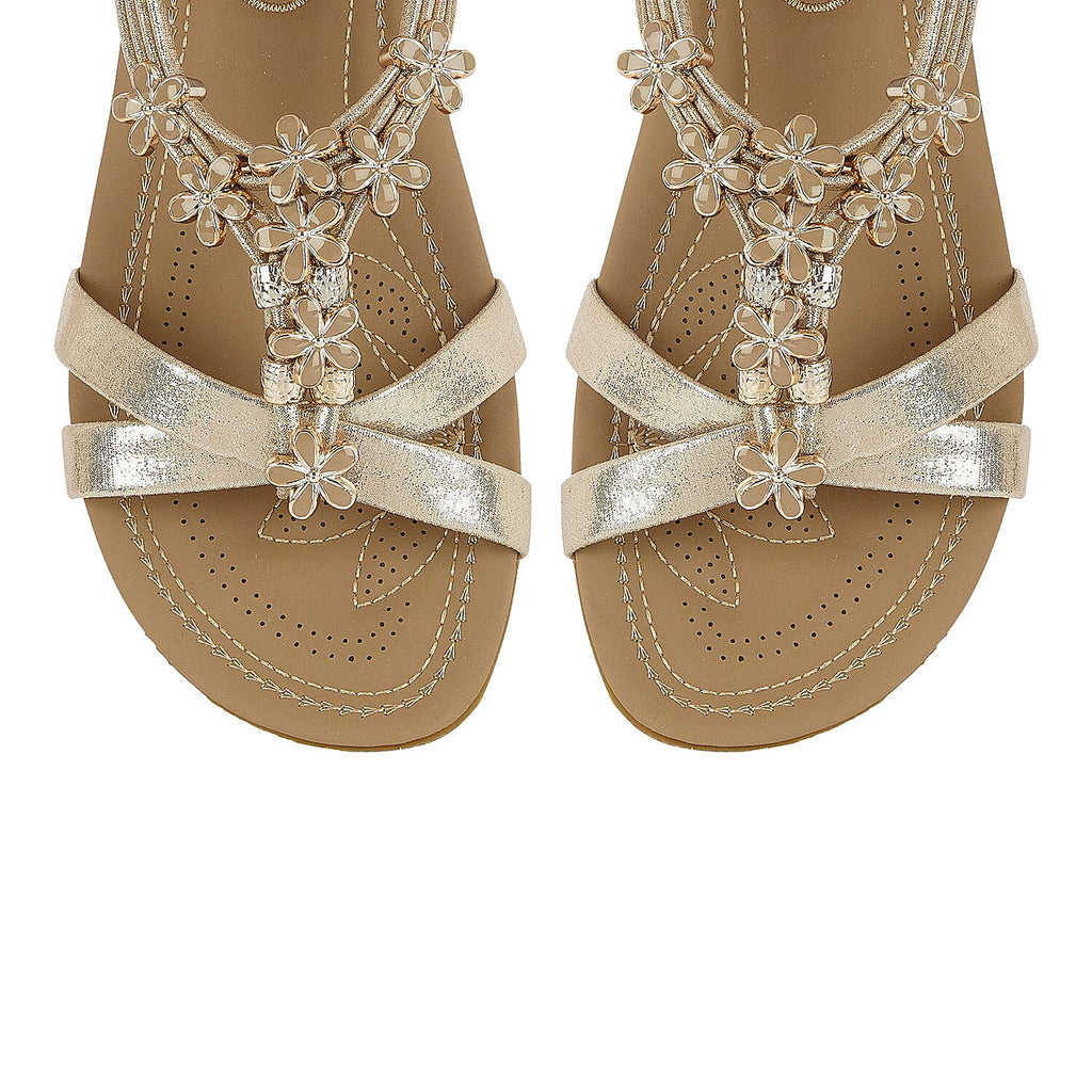 Lotus Lucine Gold Flat Sandals (Size 7)
