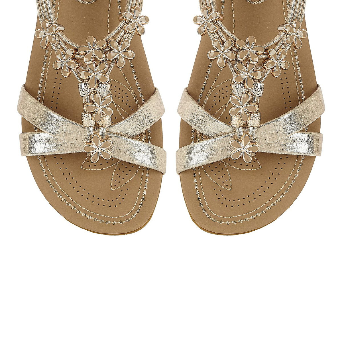 LOTUS Lucine Open-Toe Women's Flat Sandals - Gold 6262393 2