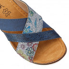 Lotus Ravenna Reptile Print Mule Ladies Sandals in Navy (Size 7)