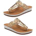 Lotus Leopard Print Palermo Toe-Post Sandals (Size 4) - Gold
