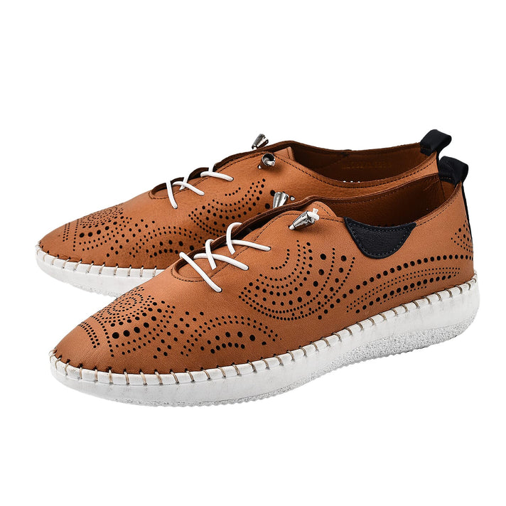 LOTUS Womens Katya Leather Trainers - Tan 7592293 1