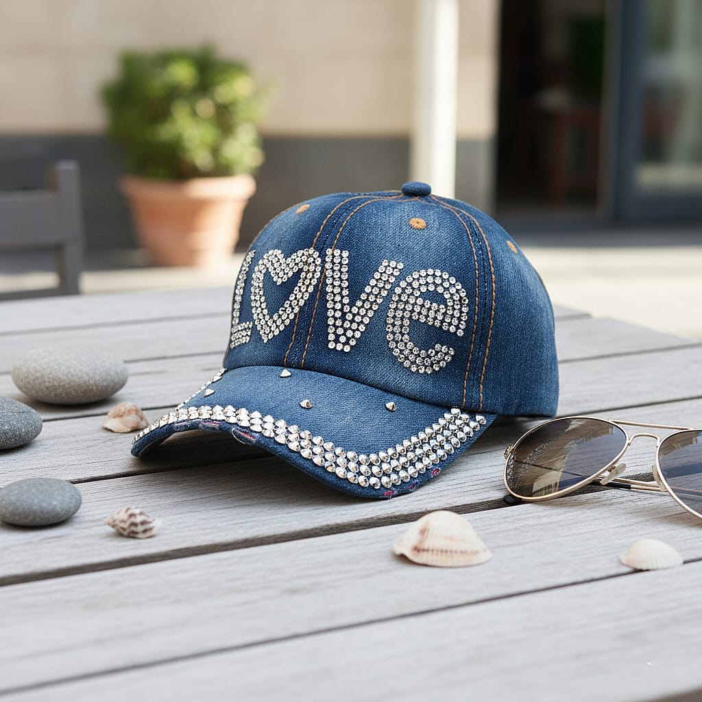 LOVE Pattern Denim Baseball Cap (57 cm) 8223218 2