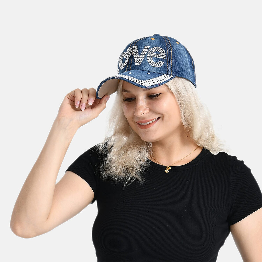 LOVE Pattern Denim Baseball Cap (57 cm)