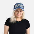 LOVE Pattern Denim Baseball Cap (57 cm)